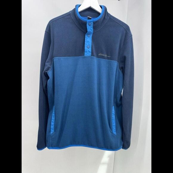 Eddie Bauer Mens Xl Blue Radiator Fleece 1/4 Snap Front Pullover Jacket - Picture 2 of 9